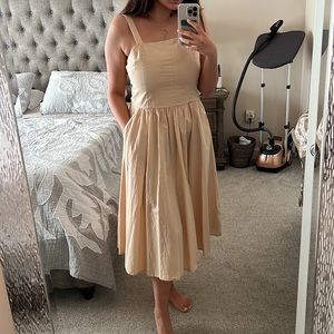 MANGO Beige A-line Sleeveless Midi Dress - Size L